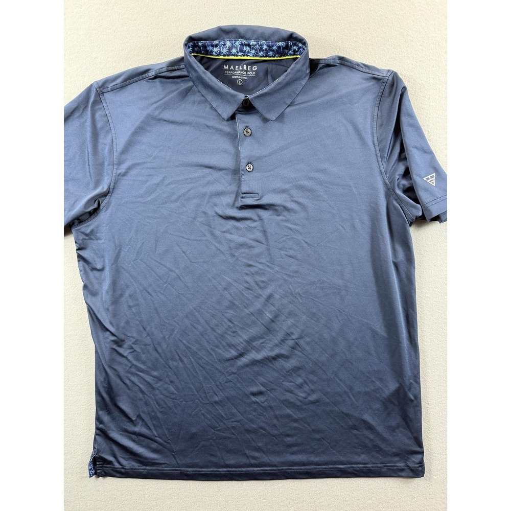 Maelreg Polo Shirt Mens Large Blue Solid Golf Performance Stretch Tagless